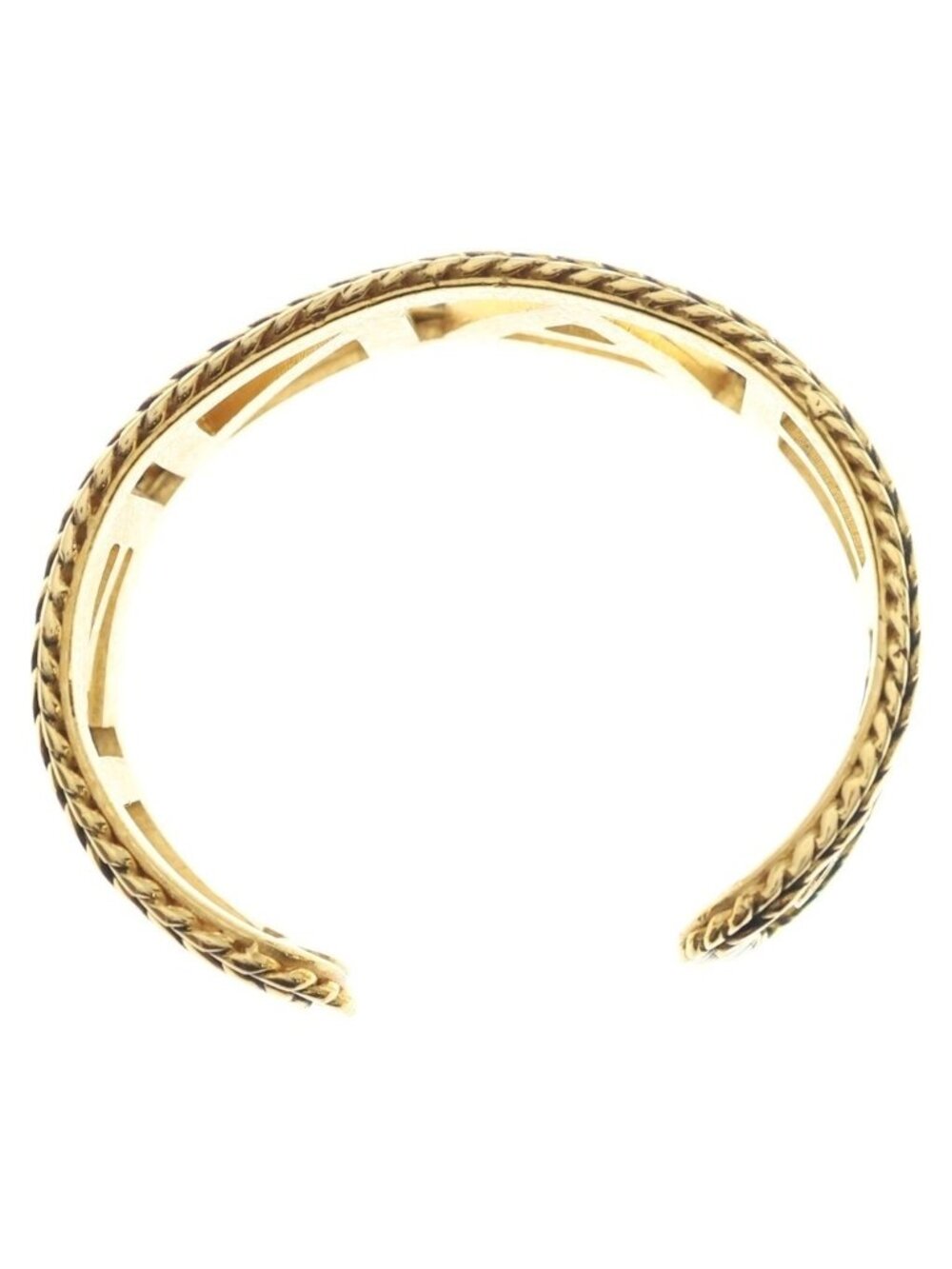 Chanel Logo Rhinestone Bangle Bracelet Gold - Picture 6 of 6